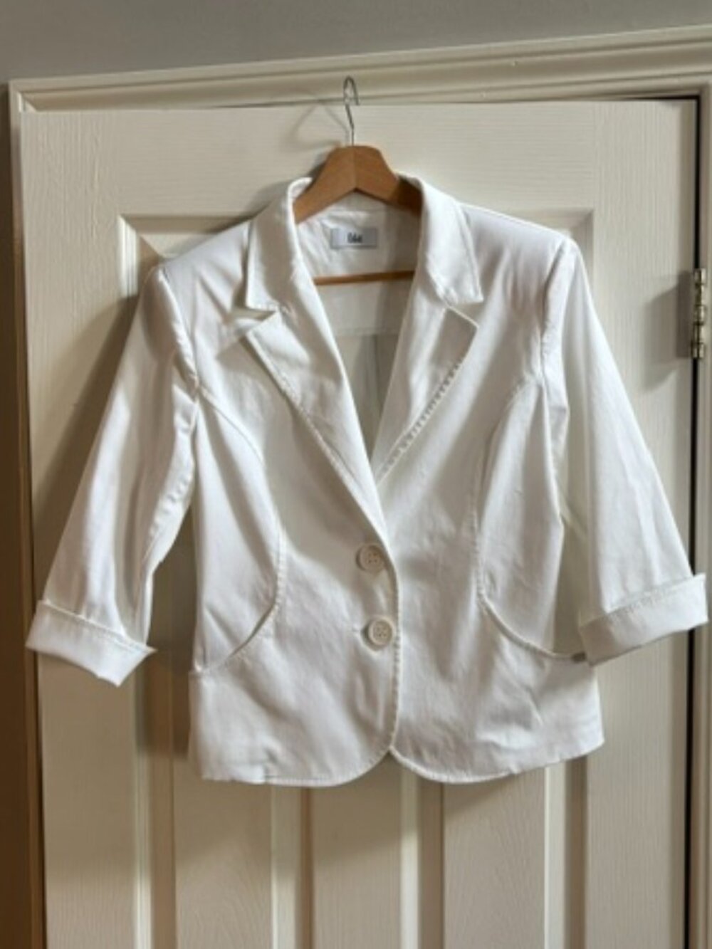 Italian White cotton blazer/jacket - 3/4 sleeve Edas - equiv size 8/10